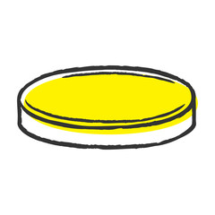 線画のイラスト。一枚のコインの線のみのイラスト。