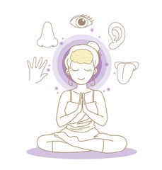 瞑想のポーズ・五感セット・女性