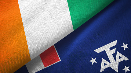 Fototapeta premium Ivory Coast Cote d'Ivoire and French Southern and Antarctic Lands two flags