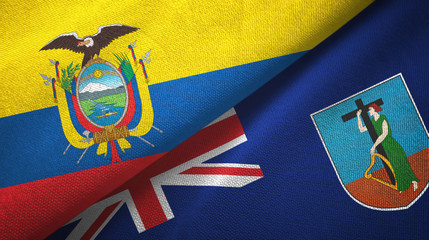 Ecuador and Montserrat two flags textile cloth, fabric texture