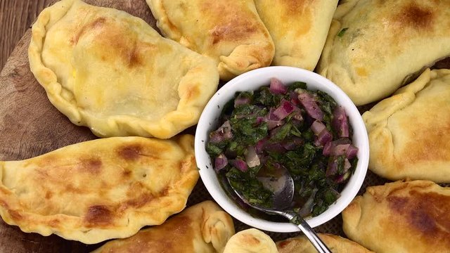 Homemade Empanadas on a rotating plate (seamless loopable)