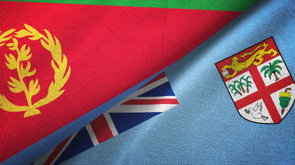 Eritrea and Fiji two flags textile cloth, fabric texture