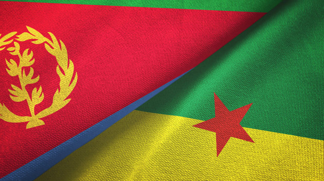 Eritrea and French Guiana two flags textile cloth, fabric texture