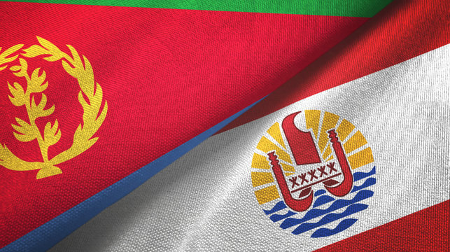 Eritrea and French Polynesia two flags textile cloth, fabric texture