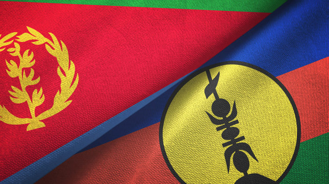 Eritrea and New Caledonia two flags textile cloth, fabric texture