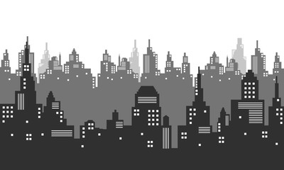 Obraz premium City silhouette with many window and the colour black and white