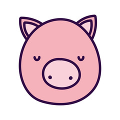 cute pig face farm animal cartoon