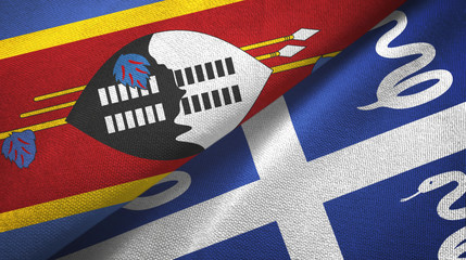Fototapeta premium Eswatini and Martinique snake two flags textile cloth, fabric texture