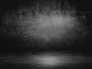 black grunge of concrete wall for abstract background