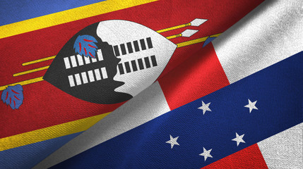 Eswatini and Netherlands Antilles two flags textile cloth, fabric texture
