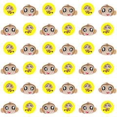 Fototapeta premium The Amazing of Cute Monkey Eat Banana Illustration, Cartoon Funny Character, Pattern Wallpaper