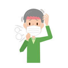 おじいさん　マスク　咳　風邪　苦しい