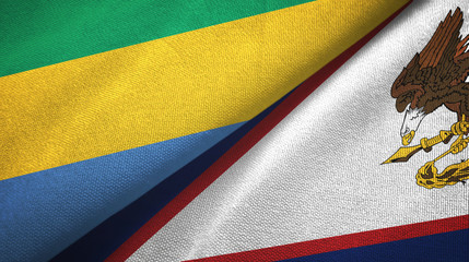 Gabon and American Samoa two flags textile cloth, fabric texture