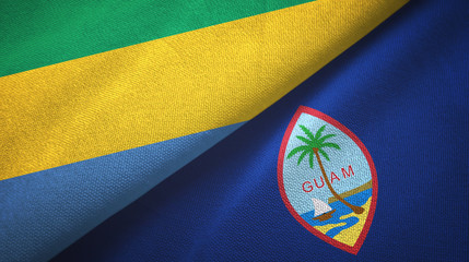Gabon and Guam two flags textile cloth, fabric texture