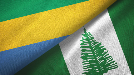 Gabon and Norfolk Island two flags textile cloth, fabric texture