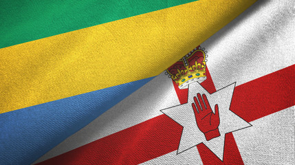 Gabon and Northern Ireland two flags textile cloth, fabric texture
