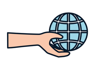 hand with world helping charity and donation