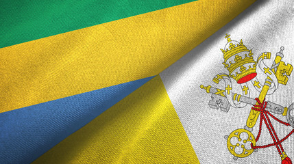 Gabon and Vatican two flags textile cloth, fabric texture