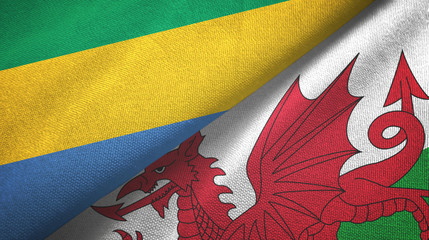 Gabon and Wales two flags textile cloth, fabric texture