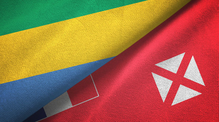 Gabon and Wallis and Futuna two flags textile cloth, fabric texture