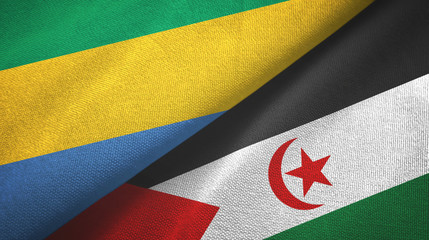 Gabon and Western Sahara two flags textile cloth, fabric texture