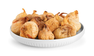 Tasty dried fig fruits isolated on white