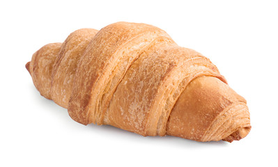 Tasty fresh crispy croissant isolated on white