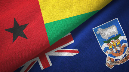 Guinea-Bissau and Falkland Islands two flags textile cloth, fabric texture