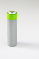 A single High-Capacity Rechargeable Battery with a shadow on a white background