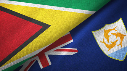 Guyana and Anguilla two flags textile cloth, fabric texture