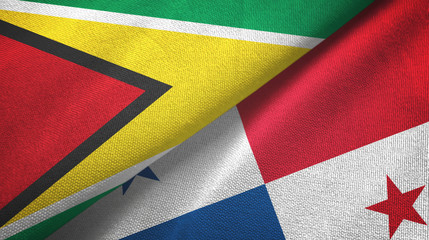 Guyana and Panama two flags textile cloth, fabric texture
