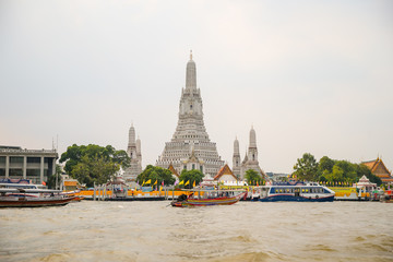 Temple of the Dawn on the Chao Phraya River in Bangkok Thailand