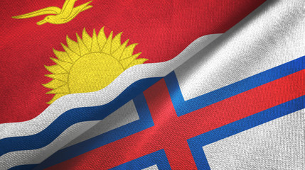 Kiribati and Faroe Islands two flags textile cloth, fabric texture