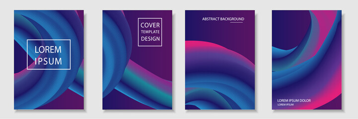 set of flyer,cover,brochure,poster or banner template design with colorful 3d flow abstract shape background