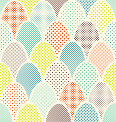Mid century overlapping egg pattern for easter and spring backgrounds, gift wrap, wallpaper. - 317146174