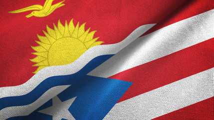 Kiribati and Puerto Rico two flags textile cloth, fabric texture