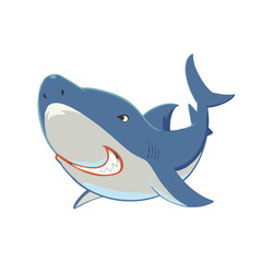 ニヤッと笑うかわいいサメのキャラクターイラスト