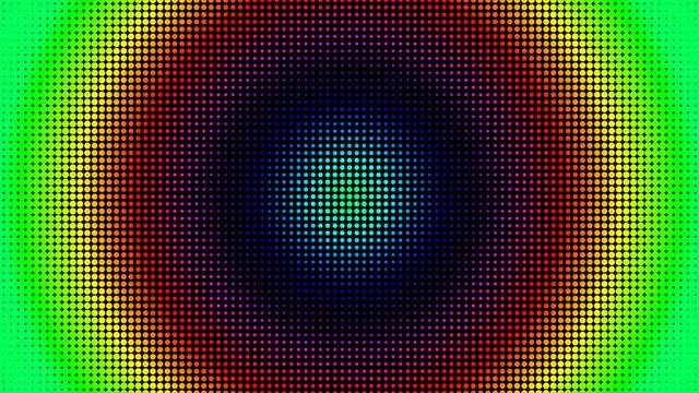 Halftone Circle Rainbow Gradient Dotted Radial Pattern Graphic - 4K Seamless Loop Motion Background Animation