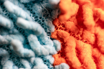 blue ornage wool knitting 