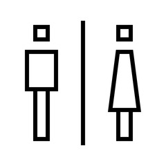 man woman or male female toilet restroom sign logo black stroke silhouette square box style