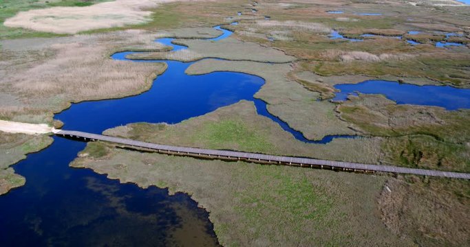 Aerial panorama of Nin lagoon , Croatia