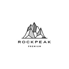 geometric rock stone mount peak landscape rockpeak hard square logo vector template