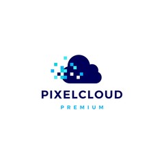 pixel cloud digital logo vector icon illustration