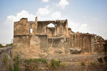Fototapeta na wymiar Old Ancient Antique Historical Ruined Architecture of Fort Walls