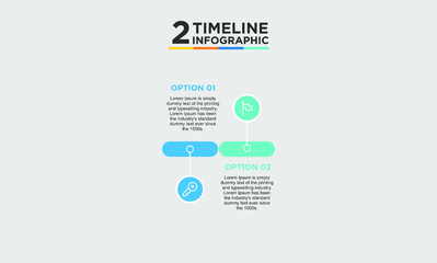 2 step timeline infographic element. Business concept with two options and number, steps or processes. data visualization. Vector illustration.