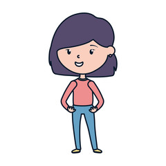 cute young woman standing cartoon character