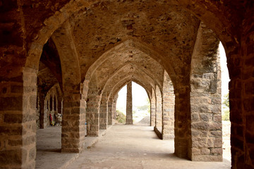 Fototapeta na wymiar Old Ancient Antique Historical Ruined Architecture of Fort Walls