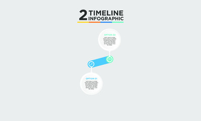 2 step timeline infographic element. Business concept with two options and number, steps or processes. data visualization. Vector illustration.