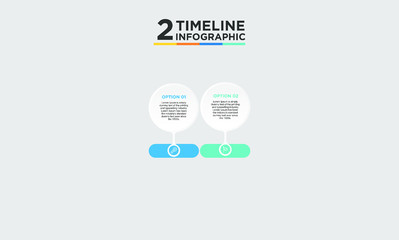 2 step timeline infographic element. Business concept with two options and number, steps or processes. data visualization. Vector illustration.