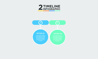 2 step timeline infographic element. Business concept with two options and number, steps or processes. data visualization. Vector illustration.